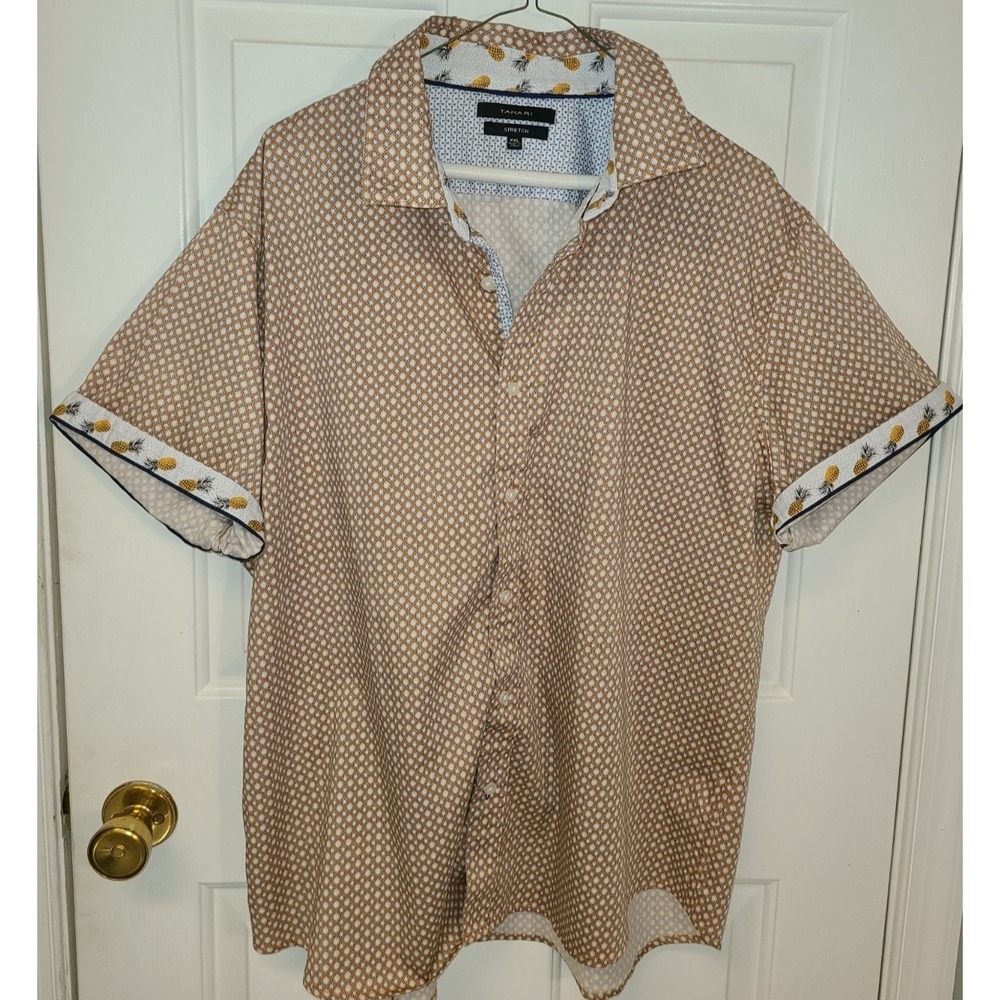 Tahari Men's Short Sleeve Woven Shirt, Supersoft Stretch Fabric, Classic Fit 2XL